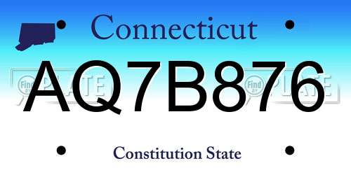 AQ7B876 Connecticut License Plate