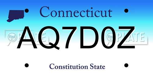 AQ7D0Z Connecticut License Plate