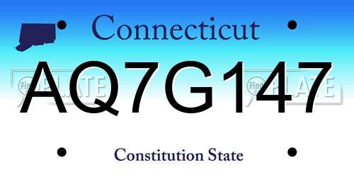 AQ7G147 Connecticut License Plate