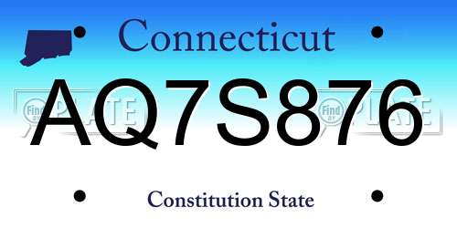 AQ7S876 Connecticut License Plate