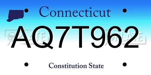 AQ7T962 Connecticut License Plate