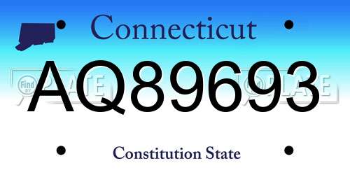 AQ89693 Connecticut License Plate