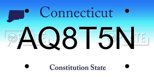 AQ8T5N Connecticut License Plate