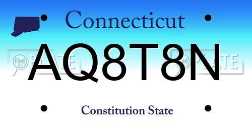 AQ8T8N Connecticut License Plate