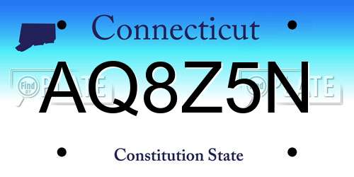AQ8Z5N Connecticut License Plate