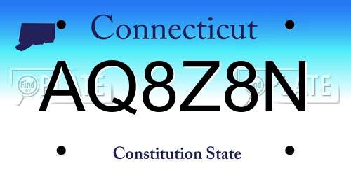 AQ8Z8N Connecticut License Plate
