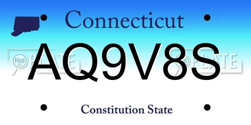 AQ9V8S Connecticut License Plate