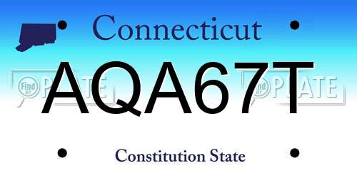 AQA67T Connecticut License Plate