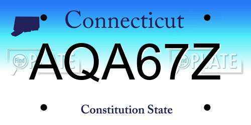 AQA67Z Connecticut License Plate