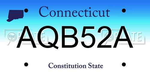 AQB52A Connecticut License Plate
