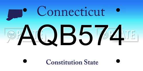 AQB574 Connecticut License Plate