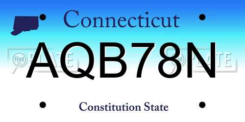 AQB78N Connecticut License Plate