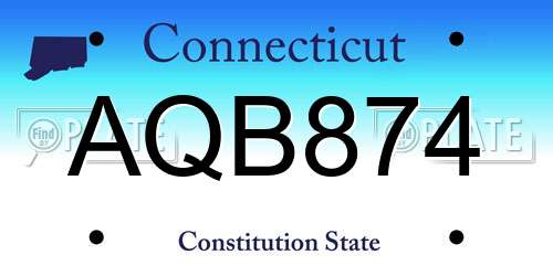 AQB874 Connecticut License Plate