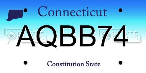 AQBB74 Connecticut License Plate