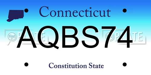 AQBS74 Connecticut License Plate