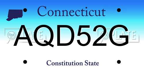 AQD52G Connecticut License Plate