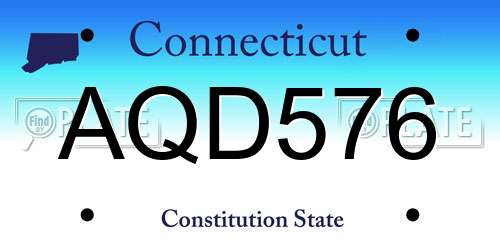 AQD576 Connecticut License Plate