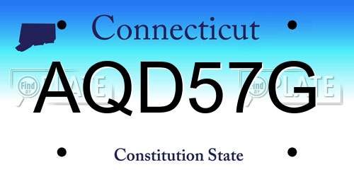 AQD57G Connecticut License Plate