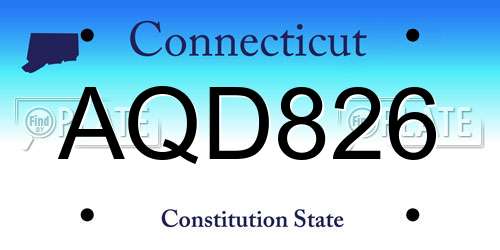 AQD826 Connecticut License Plate