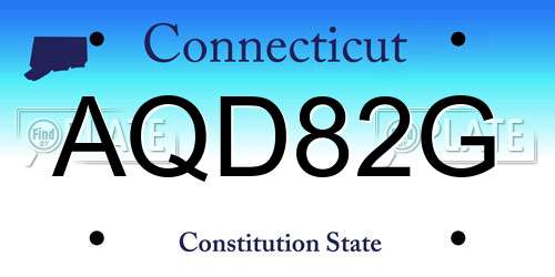 AQD82G Connecticut License Plate