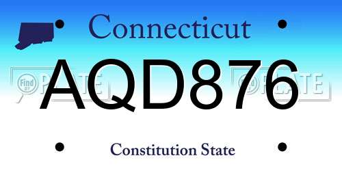 AQD876 Connecticut License Plate