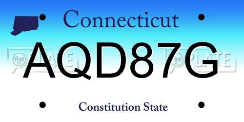 AQD87G Connecticut License Plate