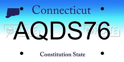 AQDS76 Connecticut License Plate