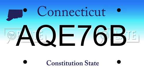 AQE76B Connecticut License Plate