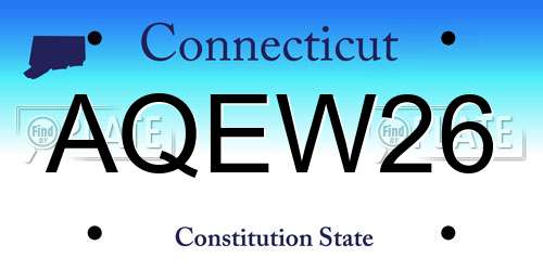 AQEW26 Connecticut License Plate