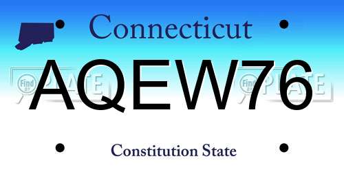 AQEW76 Connecticut License Plate