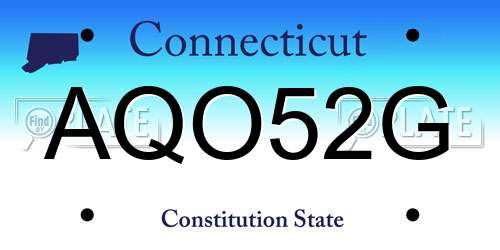 AQO52G Connecticut License Plate