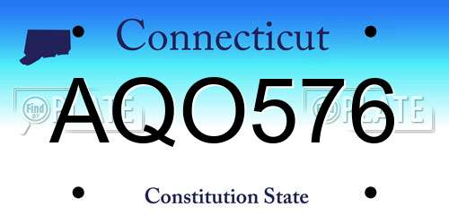 AQO576 Connecticut License Plate