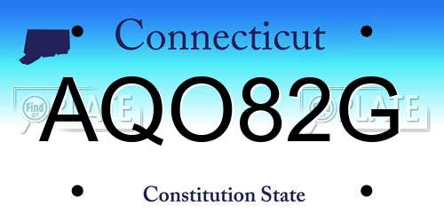 AQO82G Connecticut License Plate