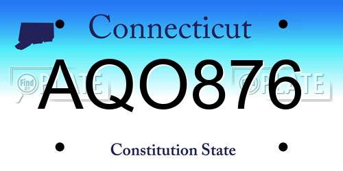 AQO876 Connecticut License Plate
