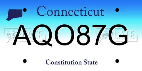 AQO87G Connecticut License Plate