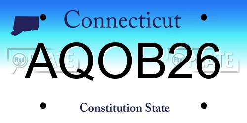 AQOB26 Connecticut License Plate