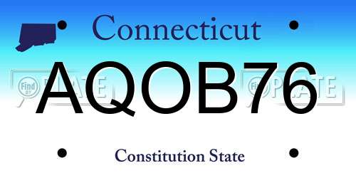 AQOB76 Connecticut License Plate