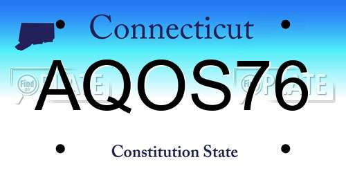 AQOS76 Connecticut License Plate