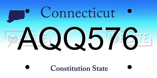 AQQ576 Connecticut License Plate