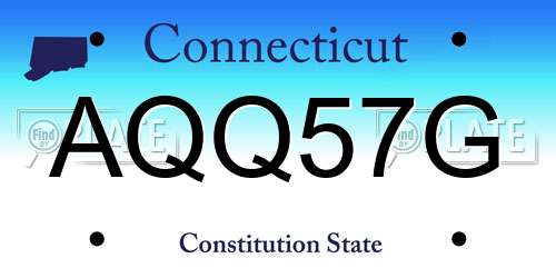 AQQ57G Connecticut License Plate