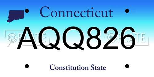 AQQ826 Connecticut License Plate