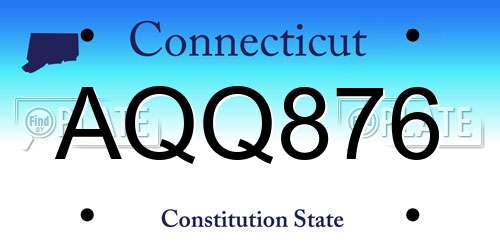 AQQ876 Connecticut License Plate