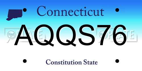 AQQS76 Connecticut License Plate