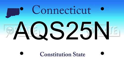 AQS25N Connecticut License Plate