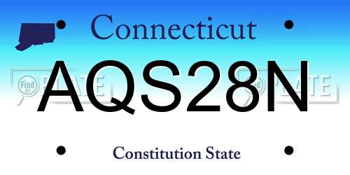 AQS28N Connecticut License Plate