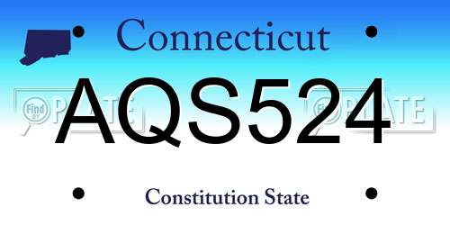 AQS524 Connecticut License Plate