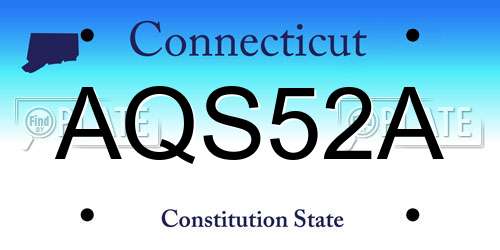 AQS52A Connecticut License Plate
