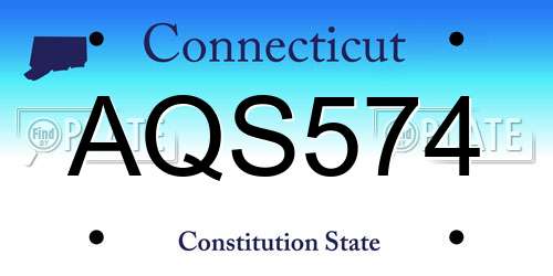 AQS574 Connecticut License Plate