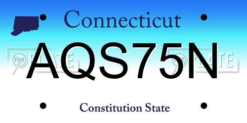 AQS75N Connecticut License Plate
