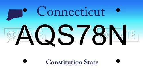 AQS78N Connecticut License Plate
